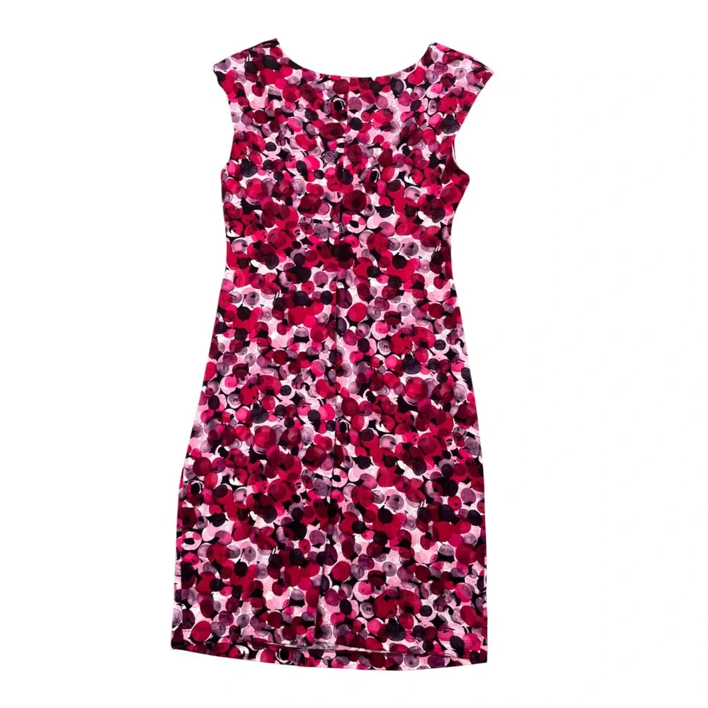 Women Pink Floral Cowl Neck Sleeveless Sheath Dress Y2K Officecore 12P - Picture 2 of 8